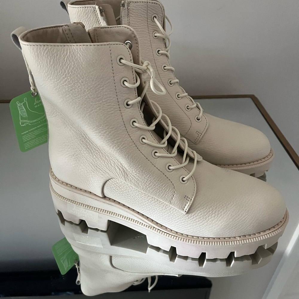 Sam Edelman Off-White Lace-Up Ankle Boots